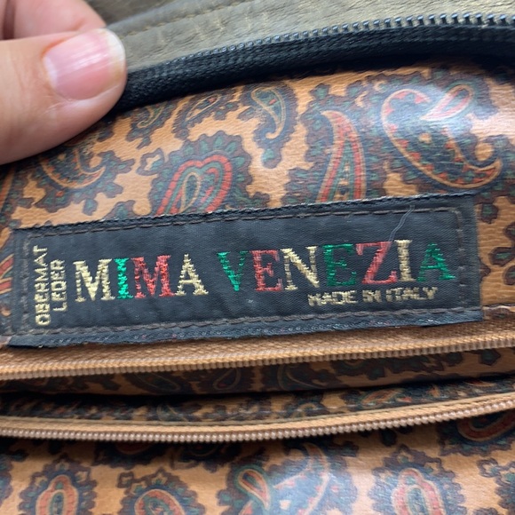 Mima Venezi Italian Leather purse Taupe silver gold braiding - Picture 7 of 8